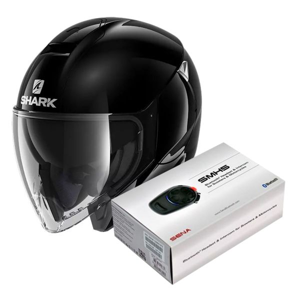 Pack Casco Kit Bluetooth Shark Citycruiser Blank Blk Kit