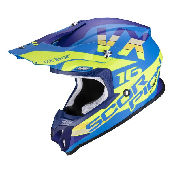 Scorpion VX 16 Air Nation Casco Motocross Verde/blu/rosso