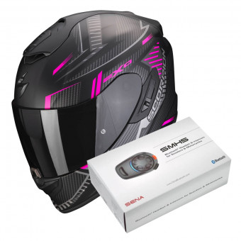 Pack Casco + Kit Bluetooth : Scorpion Exo 1400 Evo Air Shell Matt Black Red  + Kit Bluetooth 5S Solo