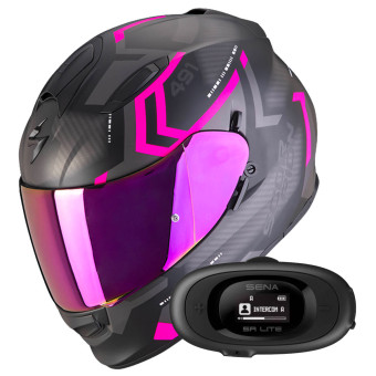 Pack Casco Kit Bluetooth Scorpion Exo Spin Matt Black Pink Kit Bluetooth R Lite Solo