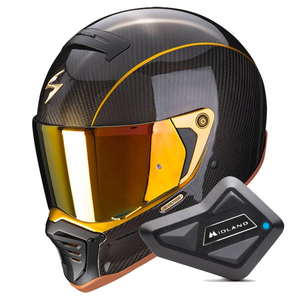 Pack Casco + Kit Bluetooth : Scorpion EXO-HX1 Carbon SE Black Gold ...