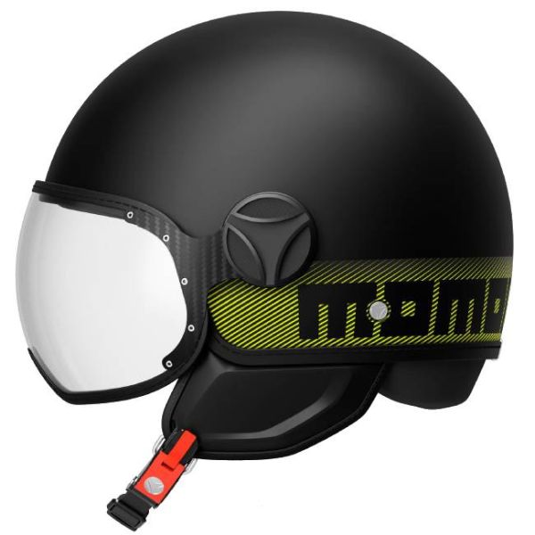 Casco moto Momo Design FGTR Classic Stripes Matt Black Yellow Fluo Envio Inmediato iCasque.es