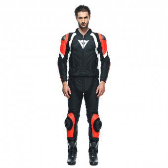 Mono Moto Cuero Dainese Avro 4 2 PC Black Matt Fluo Red White